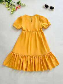 Seven Princess 1 pièce Robe décontractée à col rond, manches courtes, style coréen relâché, couleur unie, confortable, convenant à l'été, aux vacances et aux sorties