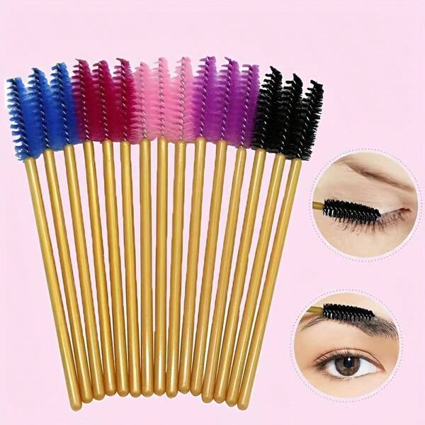 50pcs/Pack Disposable Nylon Brushes, Mini Portable Colored Eyelash Curler, Spiral Eyebrow Brush, Eyelash Comb, Makeup Brush