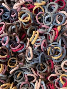 100/50pcs High Elasticity Veggie Ring Hair Rope No Seams Do Not Hurt The Hair Leather Band Black Headband Girl Towel Ring Rubber Band Durable Non-Slip Tie Hair