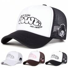 1Piece Men Letter Side Girl Embroidered Baseball Cap Mesh Hat Outdoor Adjustable Sunscreen Leisure Hat Spring Autumn Travel Tourism Beach Vacation - Nhiều màu - Xem 1