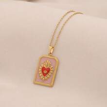 Freegrow 1pc Heart-Shaped 8-Pointed Star Fish Tarot Pendant Necklace, Suitable For Women Everyday Wear