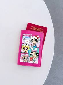 THE POWERPUFF GIRLS Lightweight Compact Cartoon Travel Passport Holder Women Card Wallet Ticket ID Documents Organizer Cute Passport Cover Passport Wallet Passport Bag For Flight For Travel For Back To School