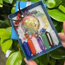Cristal de cuarzo puntiagudo de 9 piezas, juego de piedras y cristales curativos de chakras, gemas de cuarzo rosa hexagonales para decoración de dormitorio de meditación EZIN - Estilo C - Ver 8