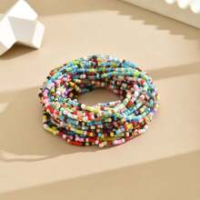 1 Set Fashionable Summer Multi-Layer Colorful Rice Bead Bracelet Jewelry Set, Unique Design, Premium Quality, Elegant