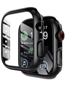 3 in 1 Hülle mit gehärtetem Glas Bildschirmschutz kompatibel mit Apple Watch Series 10/9/8/SE2/7/6/SE/5/4/3/2/1 49mm/46mm/42mm/45mm/44mm/41mm/40mm, Slim Guard Bumper Rundum-Schutz Hartplastik Hülle HD Ultra-Dünn kompatibel mit Apple Watch
