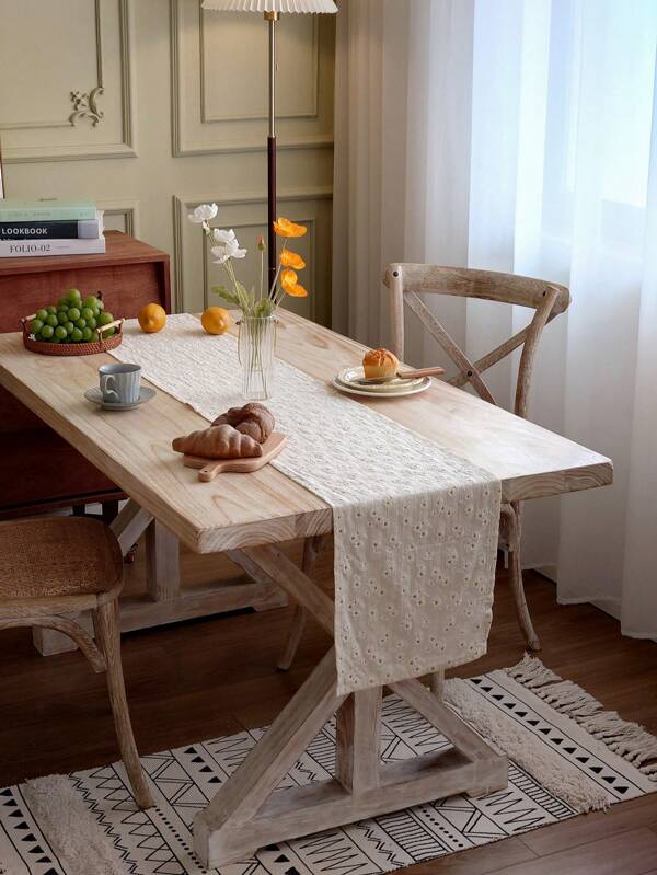 1pc-Table Flag-Shattered Flower, Simple And Fresh Shattered Flower Table Flag With Artistic Cotton Linen Style Decorative Cloth Tea Seat Table Cloth Long Strip Fabric Dining Table Mat Coffee Table Cloth