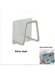 6pcs - Kitchen Stainless Steel Sponge Rack Non Perforated Sink Wall Mounted Steel Wire Ball Drain Rack Cloth Storage Hook Storage Rack