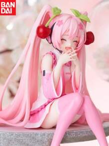 bandai Bandai New Figurine, Anime Character Toy Pink Cherry Dress Decoration Cute Cartoon PVC Action Doll Model, Anime Style Desktop Decoration - Pink And White Random Flower Patterns, Red Bow And Heart-Shaped Details - Game Environment, Office