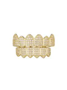 1 Set Hip Hop Rap Style Shiny Grillz Teeth Cap For Top & Bottom Grill, Suitable For Daily Wear By Men & Women - Multicolor - View 5