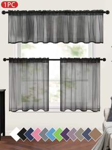 1 pièce Rideau transparent de couleur unie, rideau de fenêtre transparent à moitié, rideau filtrant de poche de tige pour ombrage. Convient pour la décoration de la cuisine, de la salle de bain et du café. Rideau de voile