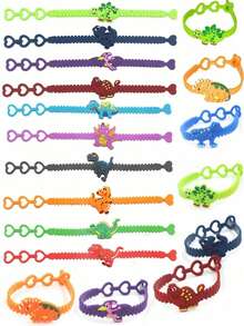 6 pulseiras de silicone de dinossauro, decorações para festas, lembrancinhas