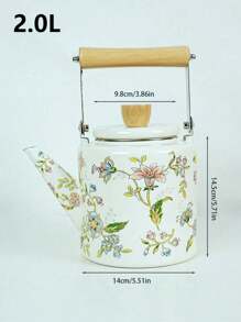1 Set 1.2L Retro Floral Enamel Teapot, Milk Pot, Lid Cup, Square Pot, Coffee Pot, Handmade Tea Infuser Pot, Household Boiling Water Enamel Pot, Desktop Decorative Enamel Pot, Enamel Pot As Gift For Friends And Elders, Enamel Pot That Can Be Directly Heated In The Kitchen Back To School