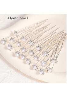 10/20pcs. Elegant Faux Pearl Hair Clips And Flower Hair Accessories - Suitable For Weddings, Parties And Festivals - Wedding Hair Accessories | Elegant Hair Clip Design | Durable U-Shaped Rhinestone Flower Hair Clips, Hair Accessories
