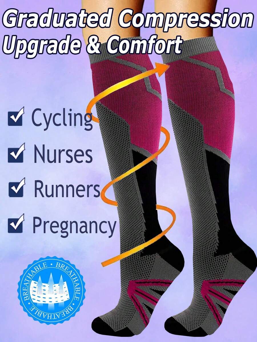 Calcetines de compresión de cobre Wellow 15-15 Mmhg para mujeres y hombres, altos hasta la rodilla, apropiados para embarazadas, enfermeras, embarazo, maternidad, médico, lindos, deportes, dorado, adecuados para ciclismo y adultos, que ayudan a la circulación y son largos para mujeres