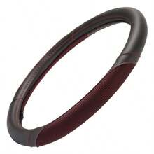 Wine Steering Wheel Cover Dotted Comfort Polyester Grip On Stitched Synthetic Leather Wine Stitching Black - asPic - View 4