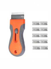 1set Ceramic Glass Cleaning Squeegee With 10 Blades, Telescopic Adjuster Knife, Cleaning Squeegee Tool For Removing Labels, Stickers, Decals And Paint From Glass And Stoves, Cleaning Accessories, Household Cleaning Supplies, Room Decoration, Can Be Used To Prevent Oil Stains, Garbage, Etc., Suitable For Kitchens, Restaurants, Parties, Gatherings, Travel, Family Gifts, Home Gifts