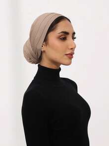 1pc Women Classic Solid Color Elegant 3-Layer Turban ,WomenHeadscarf With Long Soft Flowing Tail, Fashion Headwrap Absorbent Breathable Comfortable High-Grade Knitted Fabric, Suitable For Daily, Yoga, Outdoor For Dress - 3-layer Long Ribbon Hijab - View 19