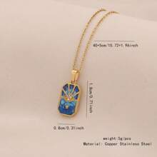 Freegrow 1pc Heart-Shaped 8-Pointed Star Fish Tarot Pendant Necklace, Suitable For Women Everyday Wear