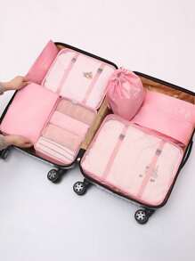 7PCS Travel Storage Bag, Portable Clothes Packing Cube, Lightweight Suitcase Luggage Organizer & Shoes Underwear Holder, Ultra-Lightweight, Waterproof, Polyester Packing Cubes For Efficiently Organizing Clothes, Shoes, Makeup, And Accessories - Perfect For Frequent Travelers And Adventurers