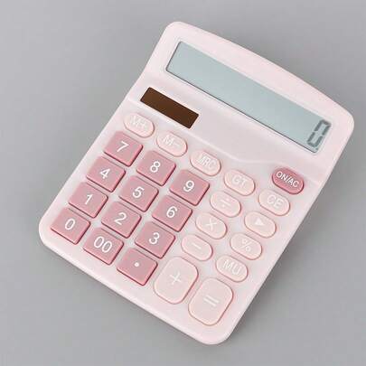 1pc Solid Color Digital Calculator, Small Pink Calculator For Office School