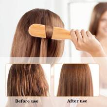 1pc Wooden V-Shaped Hair Straightening Comb, Boar Bristle Smooth Hair Styling Board Brush, Suitable For All Hair Types To Control Frizz And Curl
