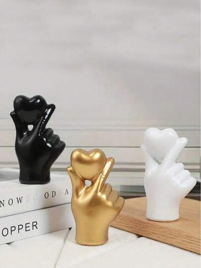 1 件心形树脂工艺家居装饰，适合婚礼、母亲节、毕业典礼、书架、咖啡厅桌的礼物 - 浪漫创意礼物