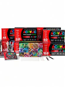 24 Colors/24 Pcs Soft Tips Artist Markers Set Acrylic Marker Set, Watercolor Pen For Art, Drawing On Wood, Glass, Metal, Stone,Plastic Material DIY Graffiti, Ideal For School, Office Decor, And Artistic Gifts For Teens And Adults,Teacher Rewards,Christmas Gift - Multicolor - View 13