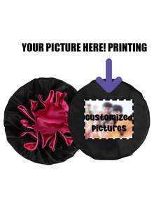 1 PC Customized Satin Bonnet With Your Picture /Photo Printed Two Tone Splicing Double Layer Hair Caps Sleeping Night Hats For Gift - Multicolor - View 3