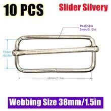 10Pcs/Pack Metal Adjustable Slide Buckles Tri-Glide Rectangle Adjuster Strap Slider For Backpack Clothing Hardware Accessories - Multicolor - View 25
