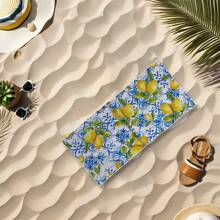 1pc Super Soft, Absorbent & Quick Dry Lemon Print Beach Towel, Suitable For Swimming, Camping, Bath & Home Decor Travel Essentials Travel Accessories Beach Essentials