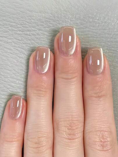 棕色猫眼指甲贴，短方形指甲贴，24 片可拆卸指甲，棕色猫眼指甲贴花，新款春夏指甲贴，极简主义时尚高端指甲贴，节日礼物指甲按压式指甲美甲用品指甲