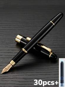 [Customized] 1pc High-Quality Electroplated Elegant Customized Refillable Fountain Pen With 0.5mm Fine Nib, Smooth Writing, Includes 30pcs 2.6mm Ink Cartridges. A Thoughtful Daily Writing/Calligraphy Pen Gift For Coworkers, Family, Valentine's Day, Back-To-School, Graduation, Christmas, Father's Day, Teacher's Day, Thanksgiving, Christmas, Mother's Day, Birthday, Personalized Gift - Multicolor - View 20