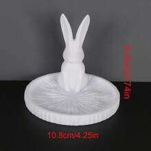 1 pièce Porte-bijoux lapin agenouillé à la lune d'esthétique orientale, nouveau style chinois, support d'affichage. Contient des bagues sur le plateau de la lune, permet d'accrocher des colliers sur les oreilles du lapin. Cadeau idéal pour la Saint-Valentin, la Fête de la mi-automne pour les femmes. Organisateur de stockage, accessoires de voyage, retour à l'école, stockage pour dortoir