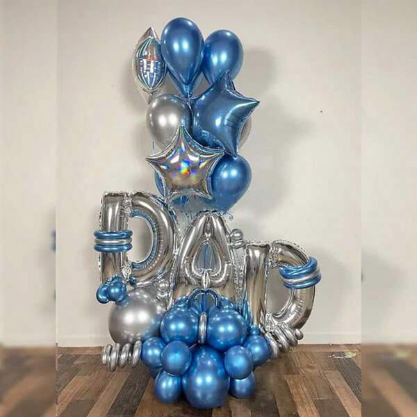 1 Set Happy Father's Day Themed Balloon Stand Lettering DAD, Foil Balloons For 30 40 50 60 Years Old Birthdays, Celebration Decoration For Father's Day Anniversary