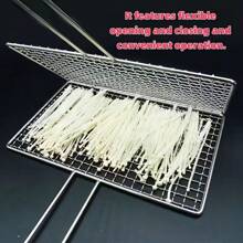1pc BBQ Tongs With Double-Layer Clamp Grid And Heat-Resistant Handle, Outdoor Picnic - Rectangular Grate, High Heat-Resistant Mesh Grill Suitable For Vegetables, Fish, Kebabs, Home & Commercial Use, Great For Gatherings, Camping, Parties, Picnics, Outdoor Activities