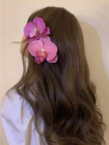 1 Stück Haarclip für Frauen mit Phalaenopsis-Motiv, ideal für Fotoshooting, Haarclips für Strandurlaub, Haarschmuck und Kopfschmuck-Haarklammern, Haarspangen