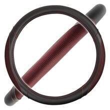 Wine Steering Wheel Cover Dotted Comfort Polyester Grip On Stitched Synthetic Leather Wine Stitching Black - asPic - View 1