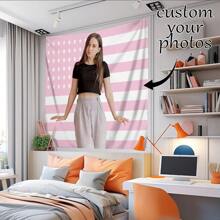 1 Stück personalisierbar individualisierter Wandteppich mit Fotos und Text, für Geburtstag, Hochzeit, Halloween, Weihnachten, Party, Vater-/Muttertag, Wohndekoration, Schlafzimmer-Ästhetik