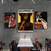 1pc Vintage Jazz Festival Musician Nina Simone Music Concert Abstract Poster Canvas Painting Wall Art Pictures Home Bar Room Decor Gift Optional Frame ,Wall Art With Frame - Multicolor - View 2