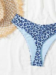 Women Leopard Print Random Sexy Bikini Bottom Swimwear - Multicolor - View 3