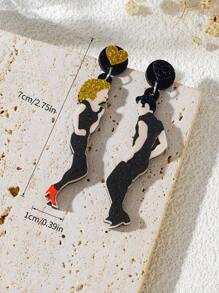 A Pair Of Fashionable Acrylic Assembly Fun Simulation Cartoon Rainbow Five-Pointed Star Love Frog Drawing Board Women'S Earrings Cheap And Beautiful Accessories Suitable For Daily Wear