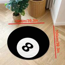 1pc Black 8 Ball Billiard Pattern Rug, 750g Velvet + Dot Plastic Bottom, Modern Personalized Creative Fluffy Soft Decorative Round Carpet, Suitable For Living Room, Bedroom, Entryway, Tatami, Balcony, Game Room, Boys/Girls Bedside Rug, Home Decor Bedroom Decor Room Decor Aesthetic Room Decoration Stuff Living Room Decor Rugs