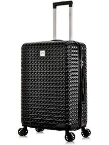 Luggage Medium Suitcase PC+ABS Hard Shell Hold Check In Super Lightweight 4 Dual Spinner Wheels Built-In TSA Lock (Rose Gold, 65 Litres) - Black - View 1