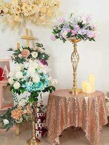 OBOVAY 1/10 Pcs Gold Multifunctional Metal Floral Decor & Candle Holder Set, Suitable For Wedding, Party, Banquet, Event, Restaurant, Hotel Decoration - Gold - View 7