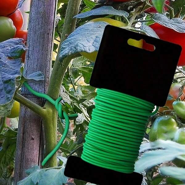 10m Rolle Garten Bindedraht - TPR beschichtet flexibel Pflanzenhalter Leine, geeignet für Blumen und Gemüse, einfach zu verwenden ohne Stromversorgung, multifunktionales grünes Garten Abdeckband für Outdoor