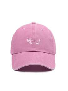 1pc Women's Embroidered Line Pattern Dachshund Washed Baseball Cap, Adjustable Outdoor Sun Protection Casual Hat Suitable For Spring/Autumn Travel, Beach Vacation, Men's Y2K Style Sun Hat