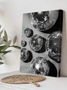 1pc, Party Canvas Decoration, Funny Disco Wall Arts, Idea Gift, Disco Ball Light Picture Poster Printing, Home Decor Painting For Living Room, Bedroom, Bar,Optional Frame