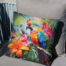 4pcs Tropical Parrot Print Throw Pillow Covers, Zippered Single-Sided Washable Cushion Covers, Home Decor For Sofa Bedroom, 18x18 Inch, No Pillow Insert - Multicolor - View 2