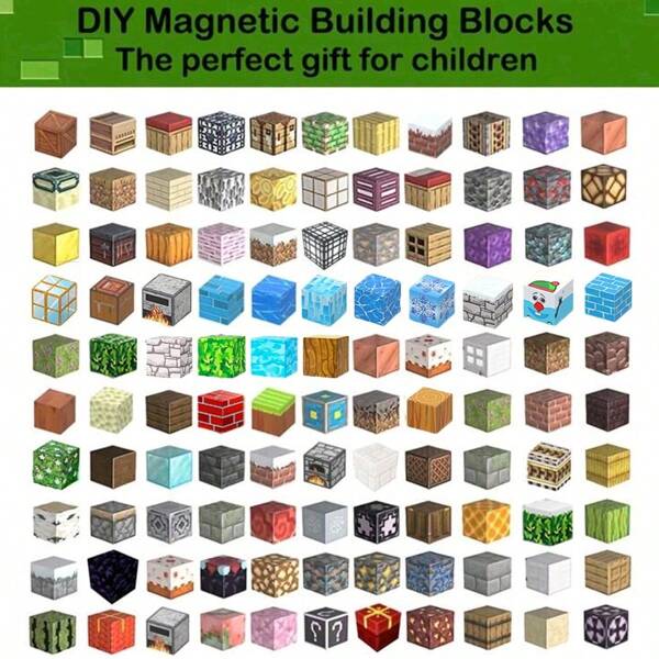 Ensemble de blocs de construction magnétiques - Cube sensoriel STEM pour enfants, créant un monde magnétique minéral, jouets cadeaux d'anniversaire (couleur, motif, style, coiffure aléatoire)