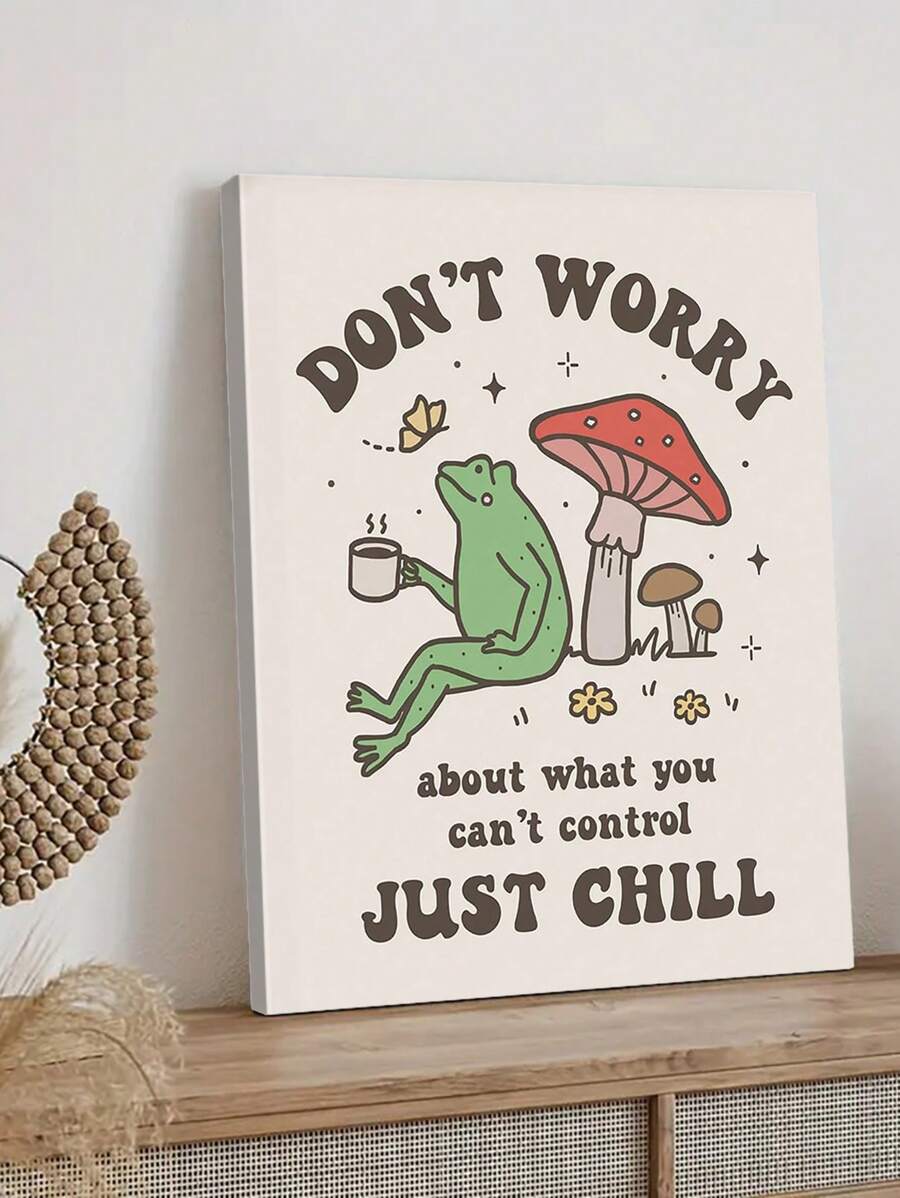 1pc, 70s Vintage Canvas Artwork, Vintage Cute Frog, Duck, Poster Print, Wall Arts Picture Canvas Painting For Kids And Living Room Bedroom Home Decor, Optional Frame Posters